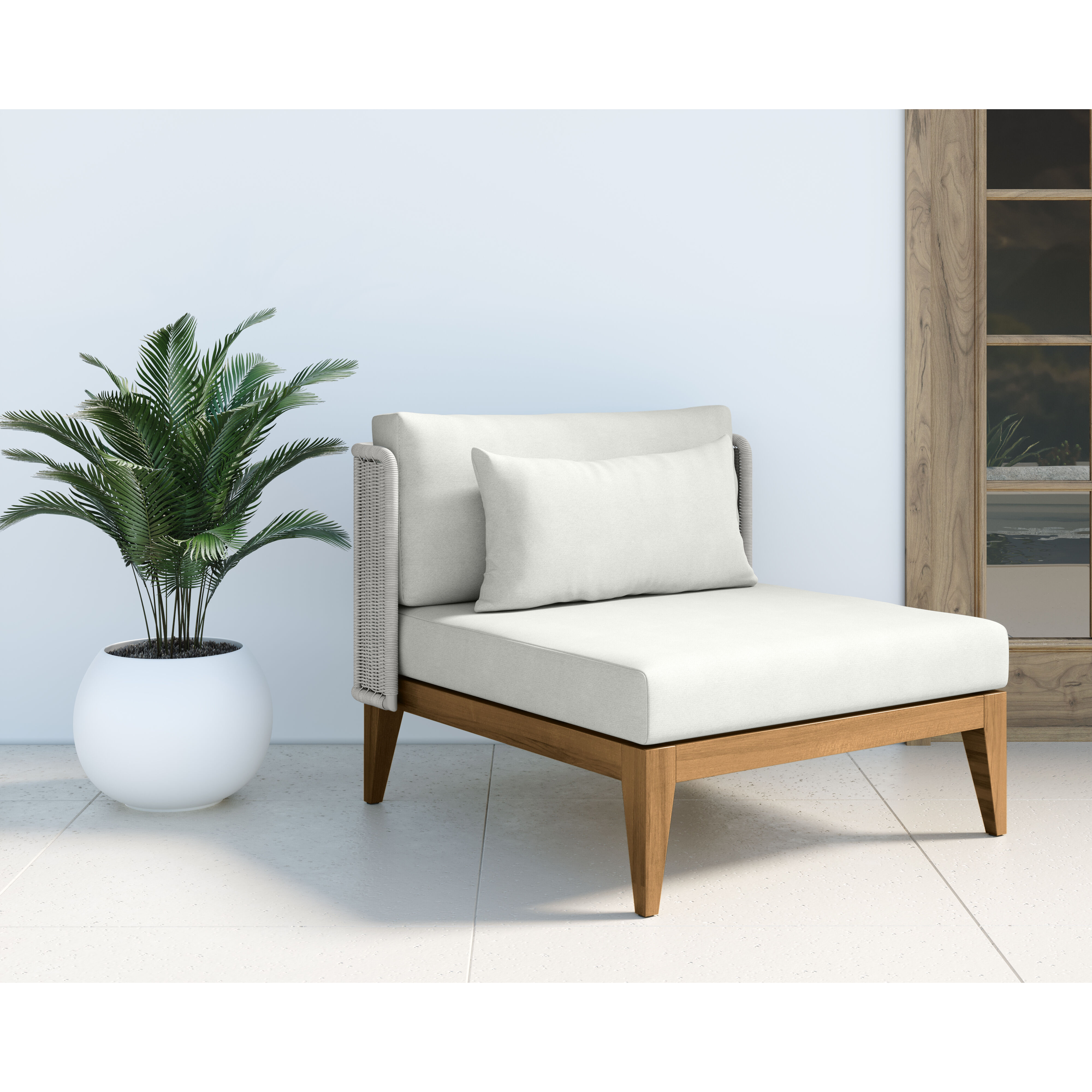 Ibiza Natural / Stinson White Outdoor Armless Chair